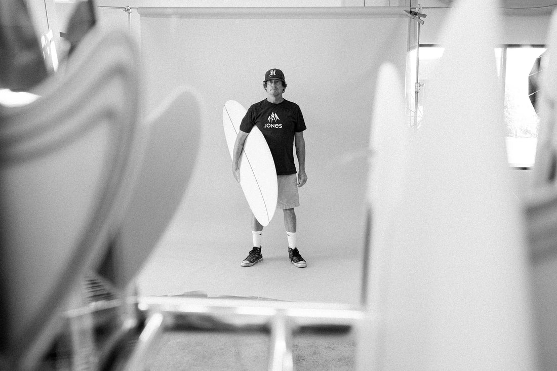 Christenson surfboards lined up on the beach